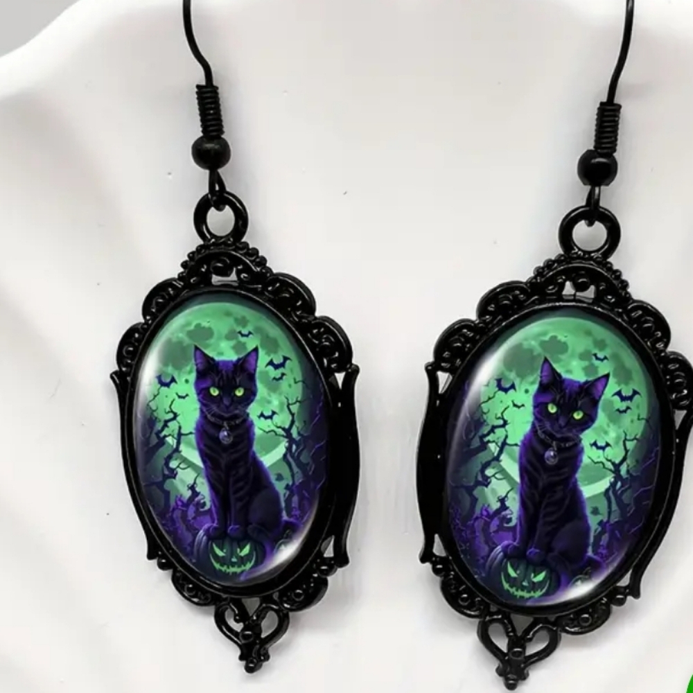 COPY - Halloween - Black cat earrings